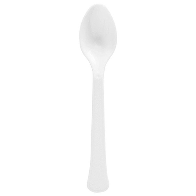 Frosty White Heavy Weight Plastic Spoons