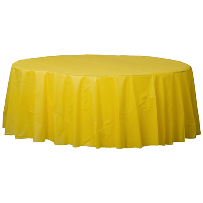 84" Yellow Sunshine Plastic Round Tablecover