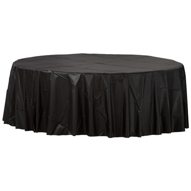 84" Jet Black Plastic Round Tablecover