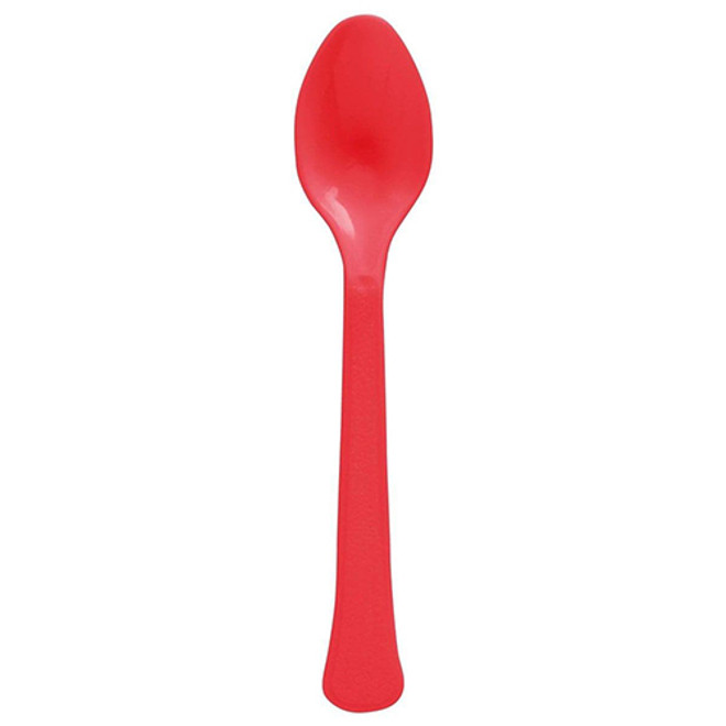 Apple Red Heavy Weight Plastic Spoons