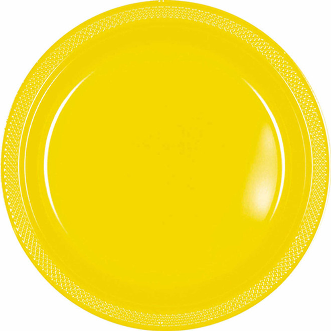 7" Yellow Sunshine Round Plastic Plates