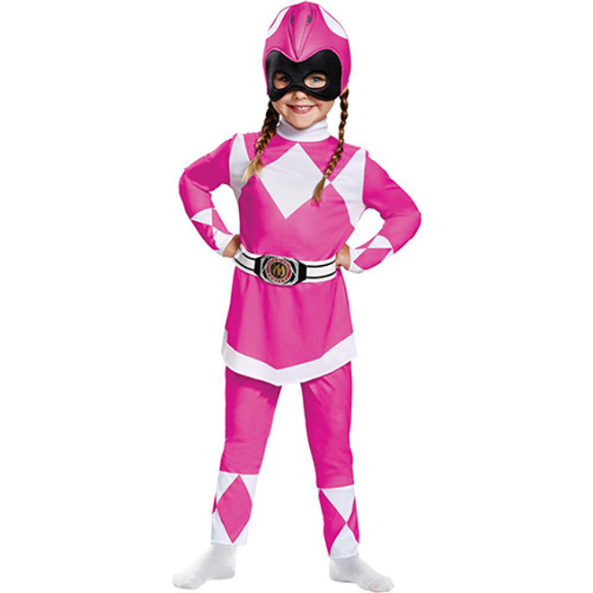 Mighty Morphin Pink Power Ranger Girls Classic  Costume, Toddlers 18 - 24 Months