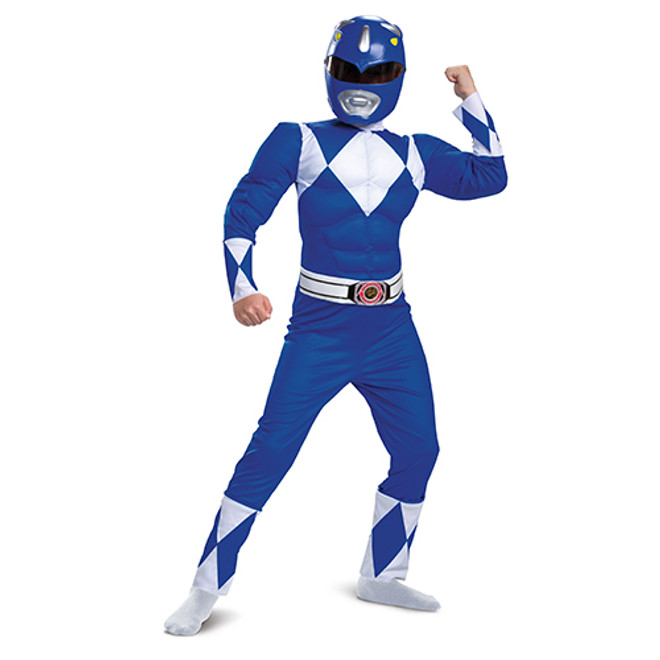 Mighty Morphin Blue Power Ranger Muscle Jumpsuit Costume - Small