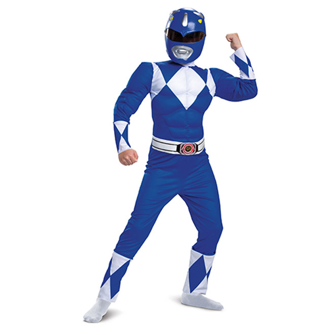 Mighty Morphin Blue Power Ranger Muscle Jumpsuit Costume - Medium