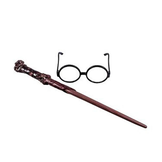 Harry Potter Frame Glasses and Brown Wand Kit