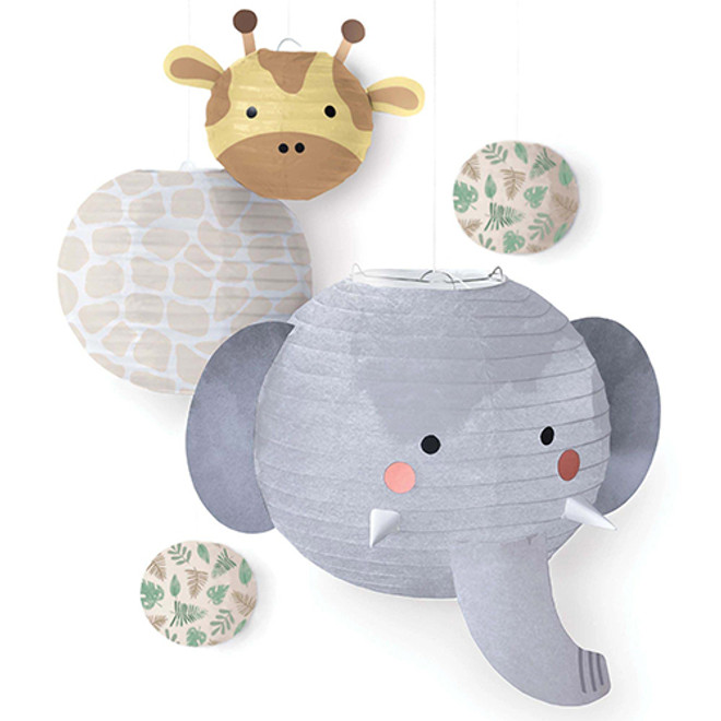 Soft Jungle Hello Baby Assorted Hanging Lanterns