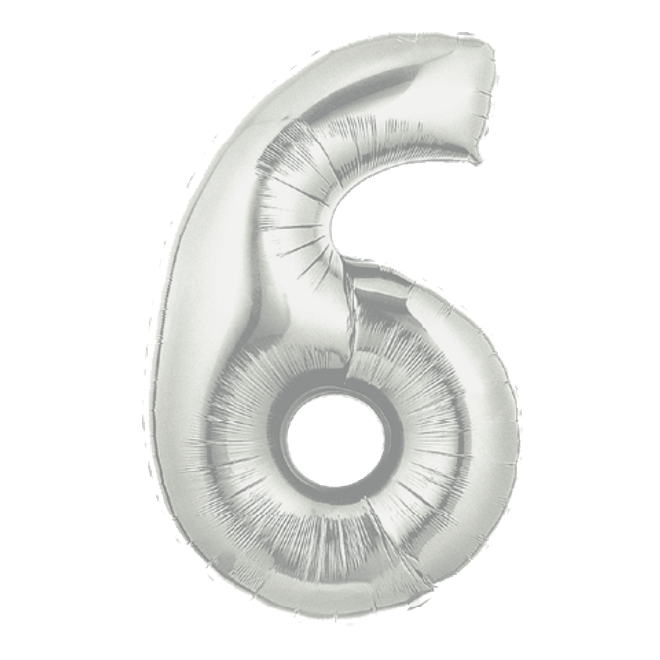 Megaloon Number Six Silver Balloon