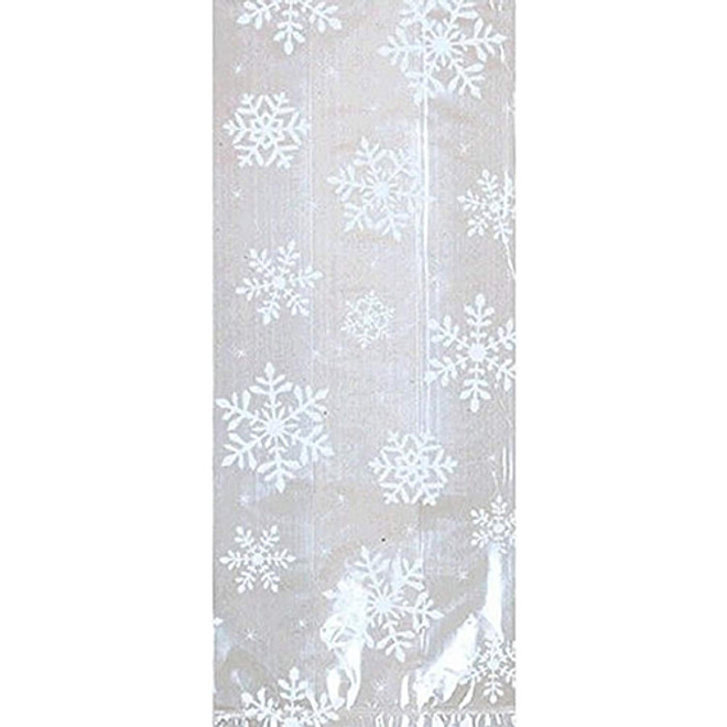 Christmas White Snowflake Medium Party Bags With White Twist Ties