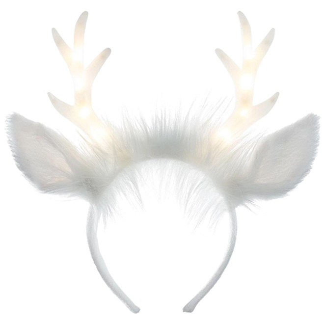 Christmas Light-Up Antlers White Headband