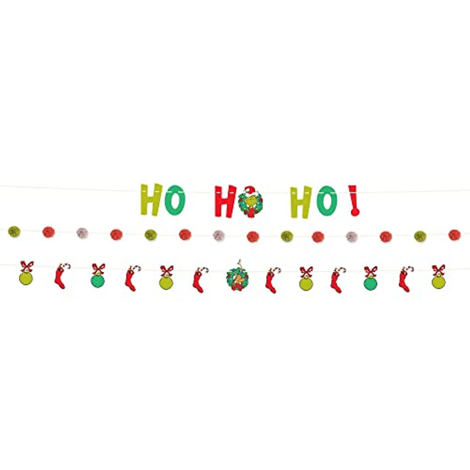 The Grinch Christmas Banner with Pom Pom