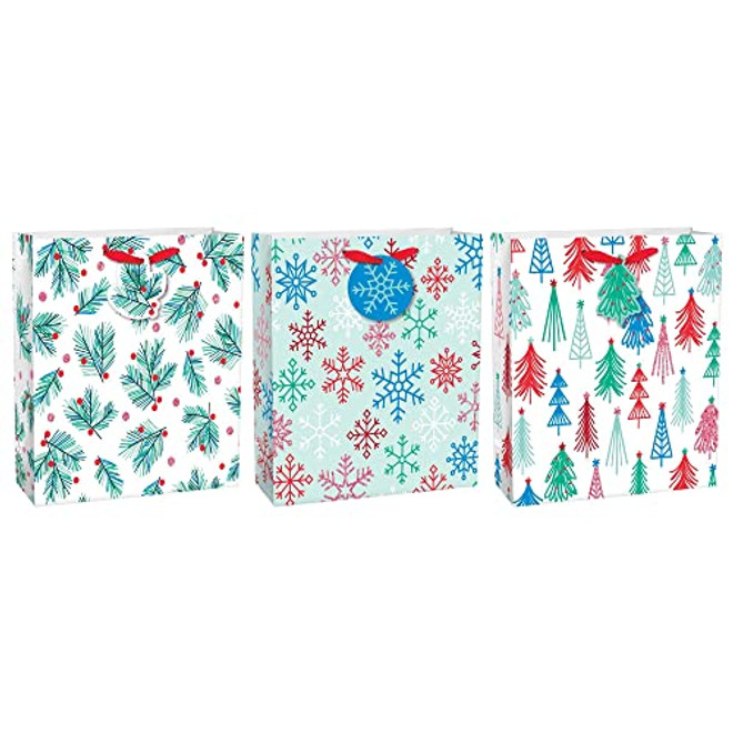 Holly, Tree, Snowflake Square Gift Bags