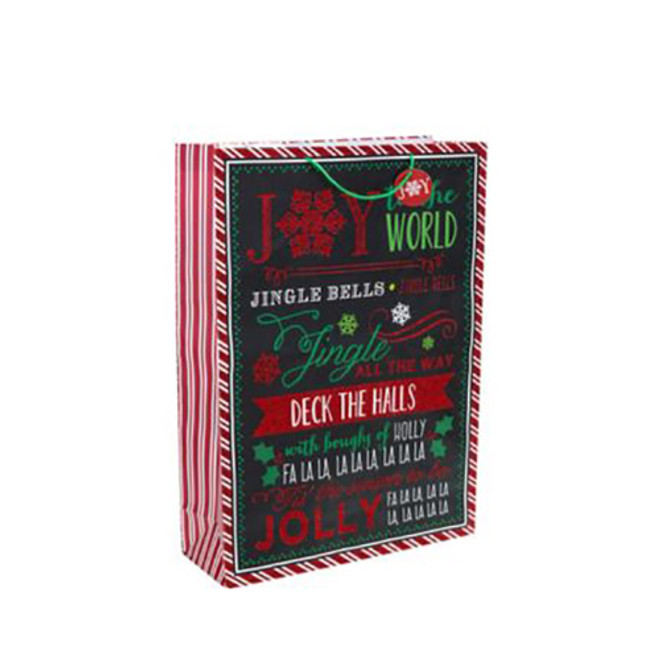 Whimsical Chalkboard Carols Jumbo Christmas Bags with Gift Tags,