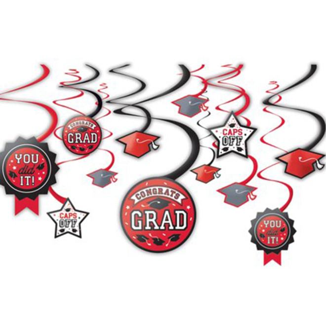 Graduation Red Swirl Decorations