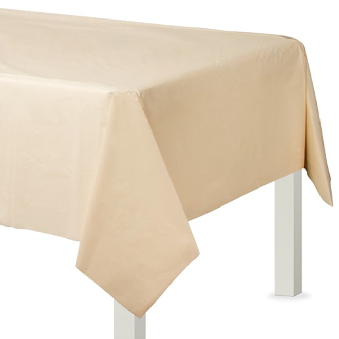 Vanilla Creme Flannel-Backed Vinyl Table Cover - 54" x 108"