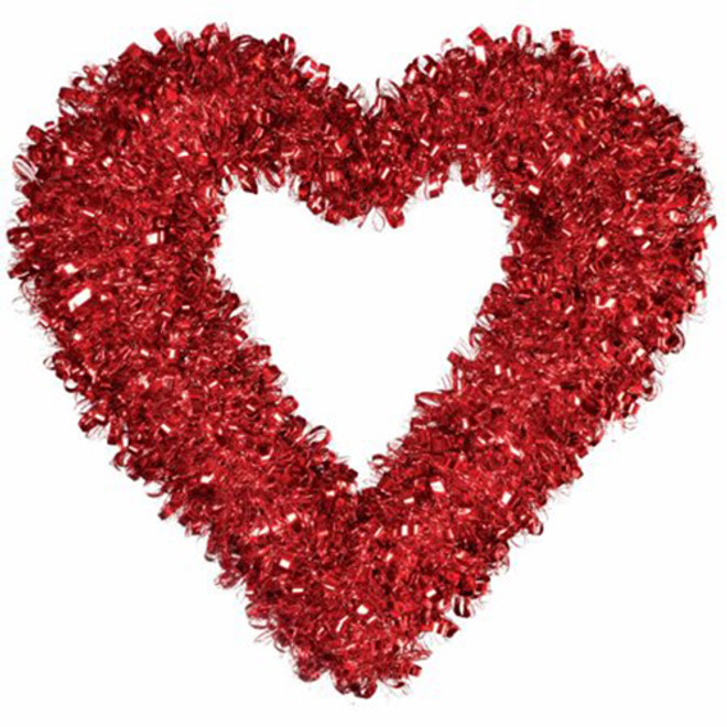 Valentine's Day Heart Tinsel Wreath