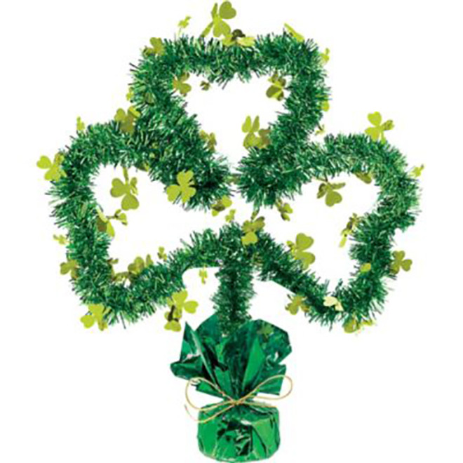 St. Patrick's Day Tinsel Shamrock Shape Green Centerpiece