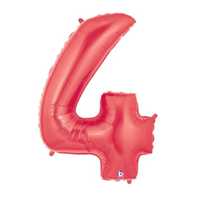 40" Megaloon Number 4 Shaped Balloon - Red