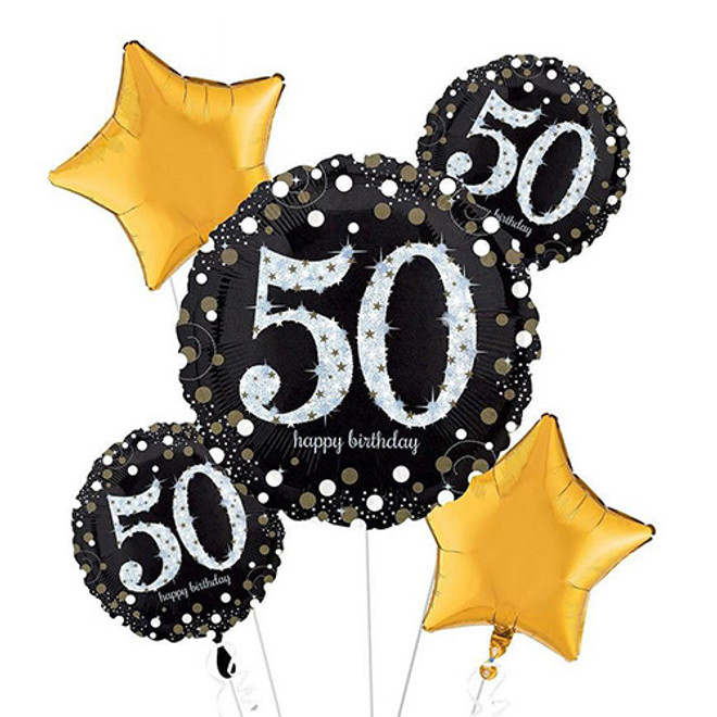 Sparkling Birthday 50 Foil Balloons Bouquet
