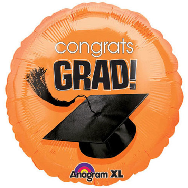 18-Inch Congrats Grad Orange Balloon