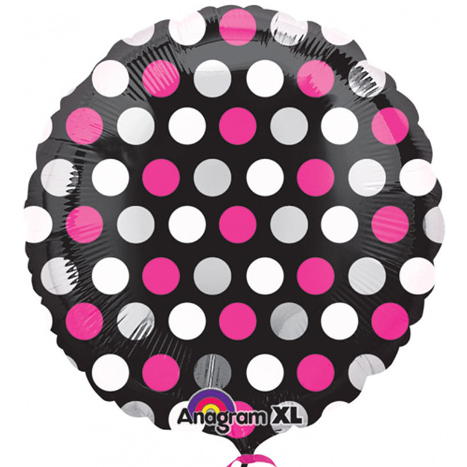 18-Inch Pink & White Dots Print Balloon