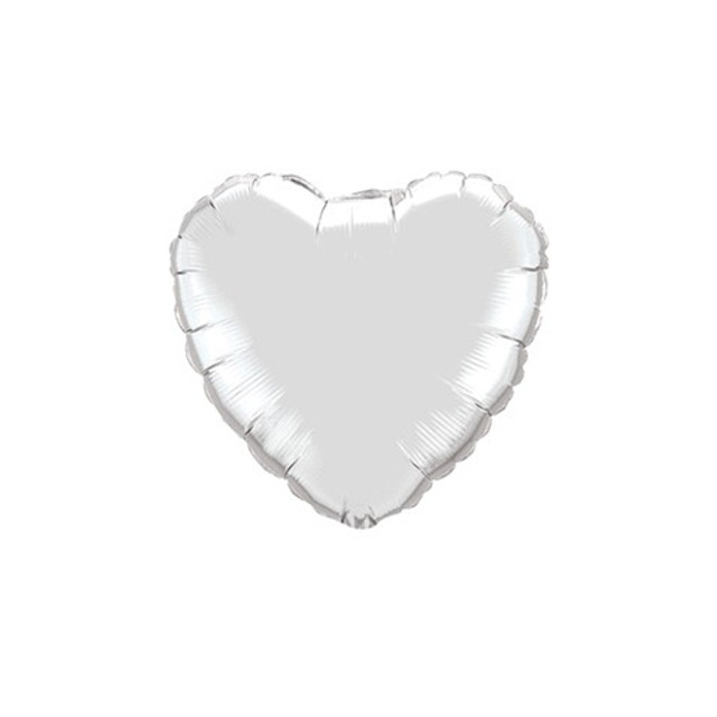 18" Metallic Silver Heart Shaped Flat Foil Balloon