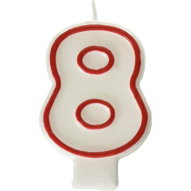 Red/White Flat Molded #8 Candle
