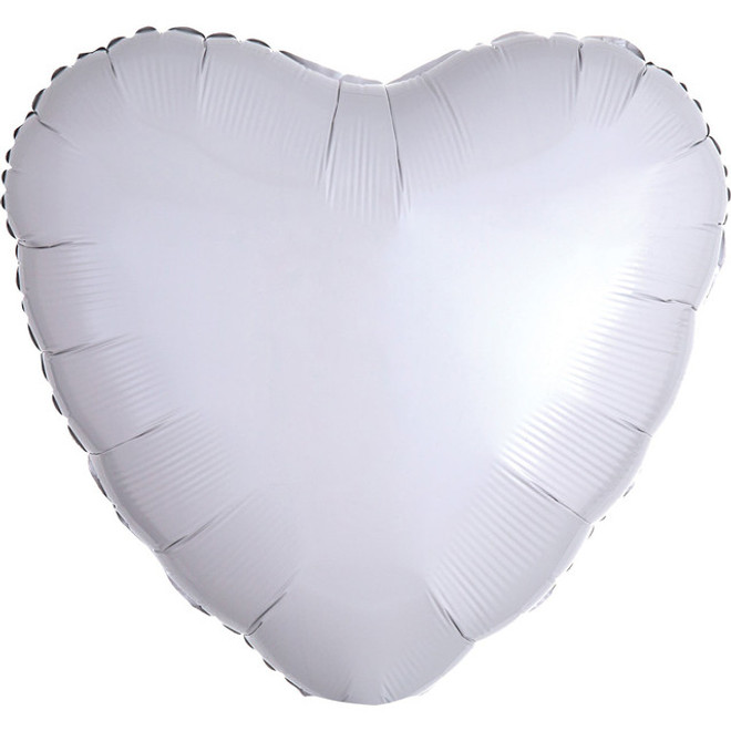 18" Heart Foil-Flat-Balloon - White