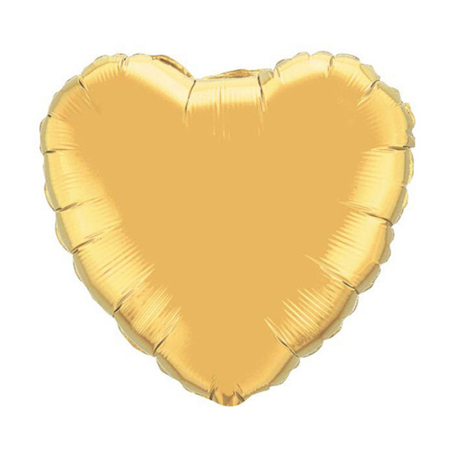 18" Heart Metallic Foil Flat Balloon - Gold