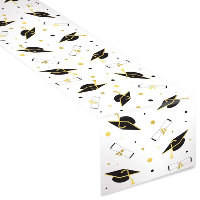 Graduation White Paper Table Runner