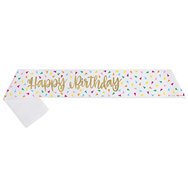 Gold Foil Stamped Happy Birthday Sash