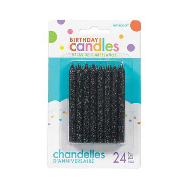 Large Glitter Spiral Candles - Black