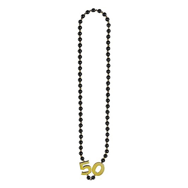 50th Party Bead Necklace - Black