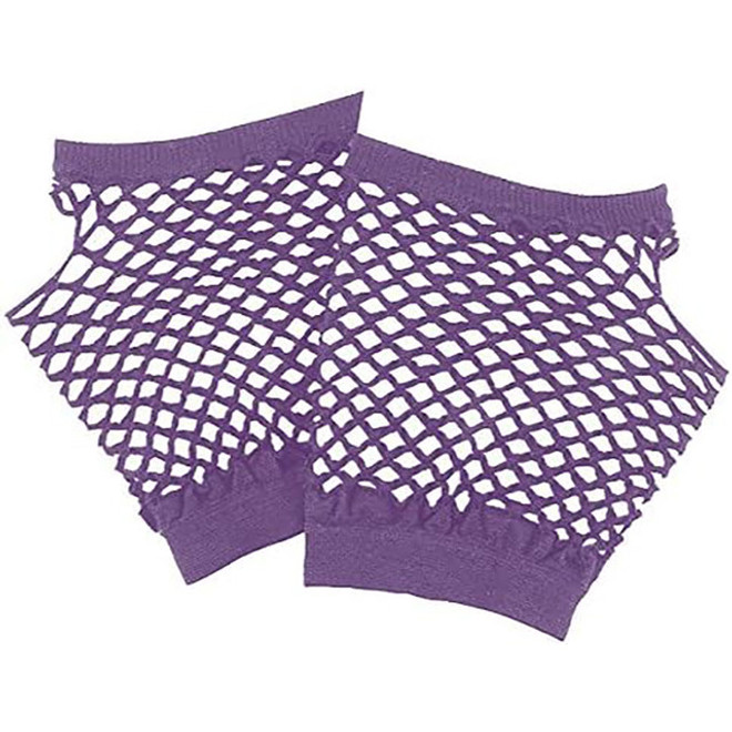 Team Spirit Party Short Fishnet Gloves - Purple