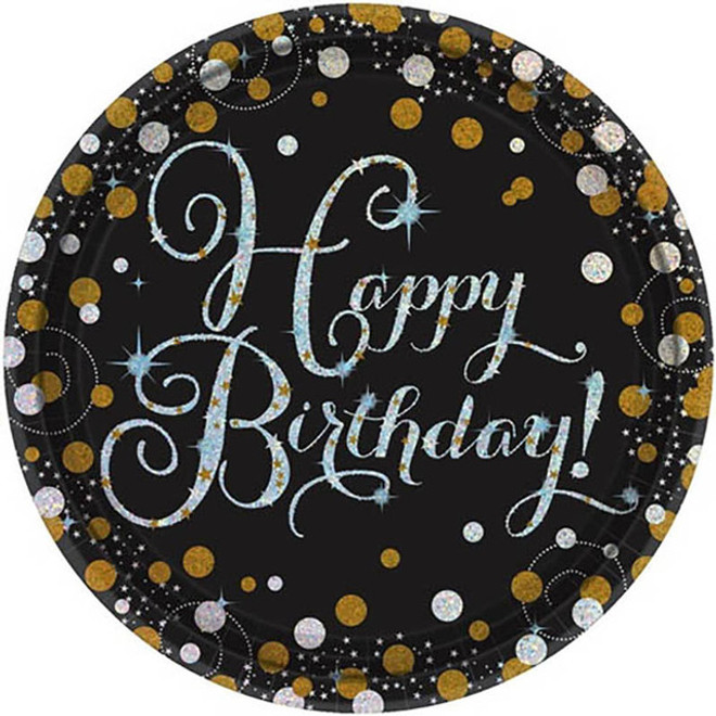 9" Happy Birthday Sparkling Celebration Large Paper Plates