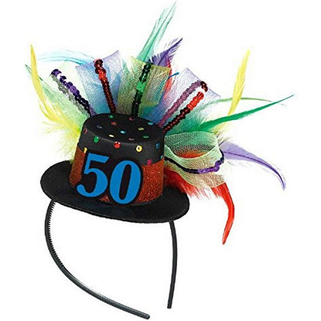 50th Birthday Feathered & Ribboned Fascinator