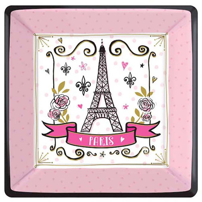 10" Bridal Shower a Day in Paris Large Paper Plates