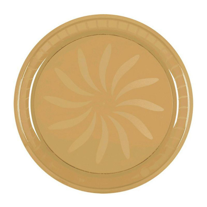 16" Round Plastic Platter - Gold