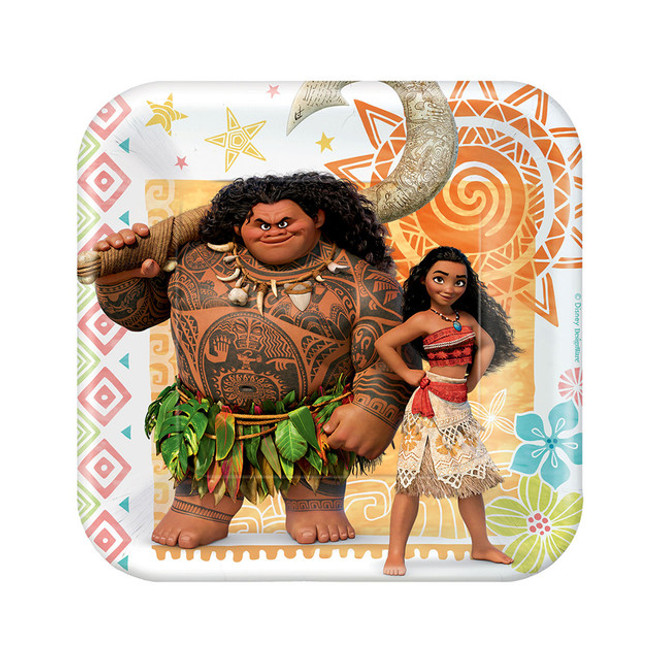 7" Moana Square Paper Party Plates