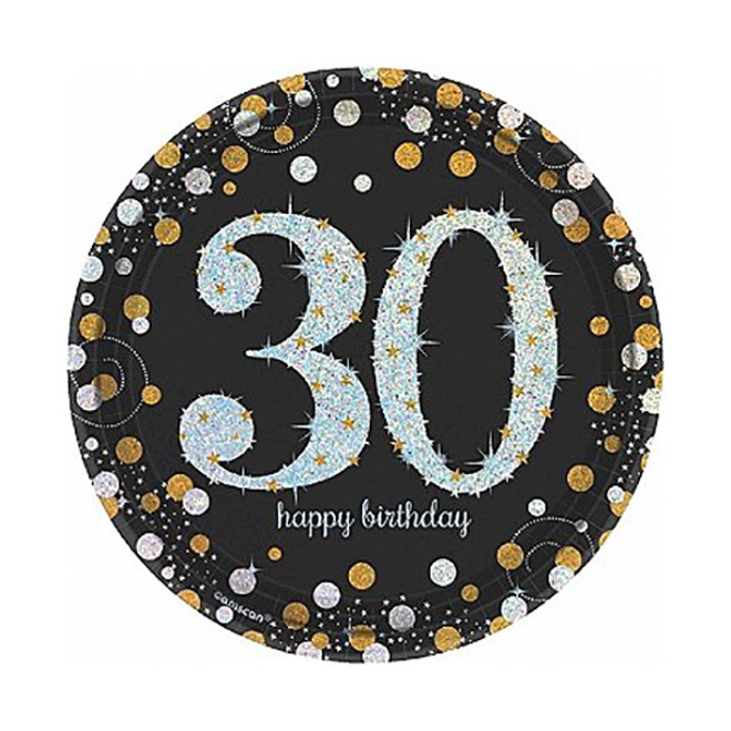 30th Sparkling Dessert Plates