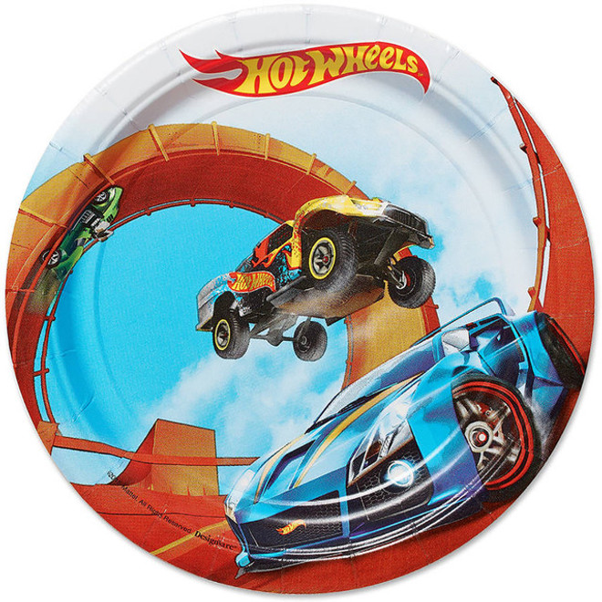 7" Hot Wheels Party Paper Round Plates