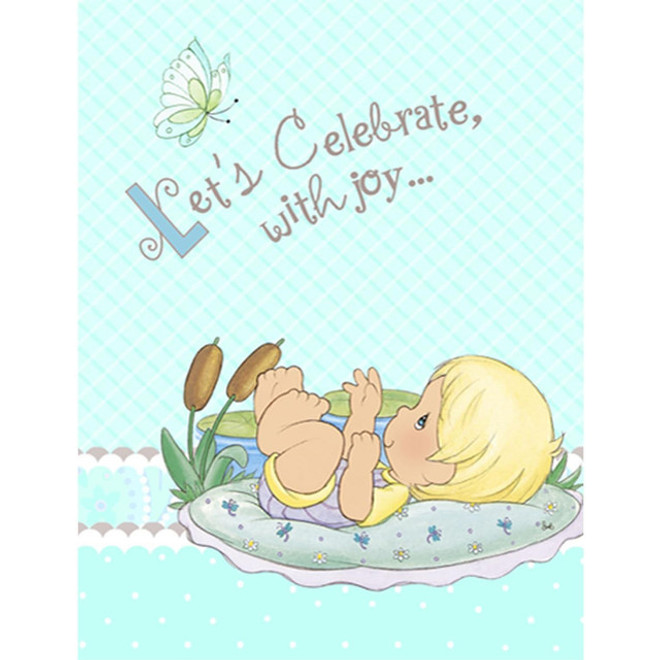 Precious Moments Baby Boy Invitations - Sky Blue