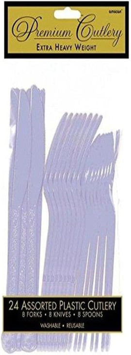 Hydrangea Plastic Assorted Cutlery - 24 ct.