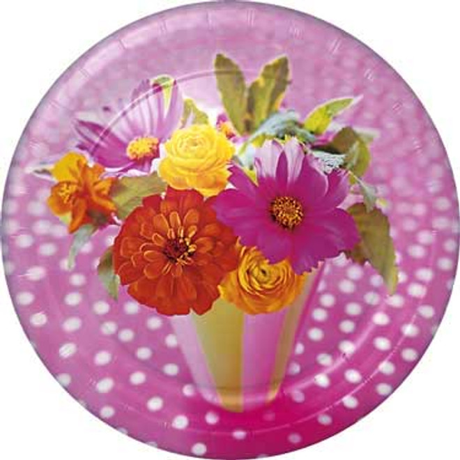 Polka Dots and Petals Dinner Plates 8 Pack