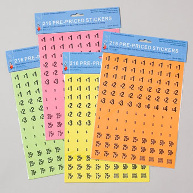 Preprice Stickers 2 Sheets 4 Asst Colors Gov Logo