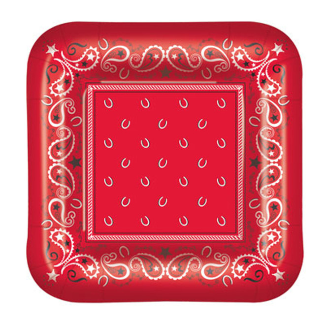 Red Bandana Dessert Plates 8 Count