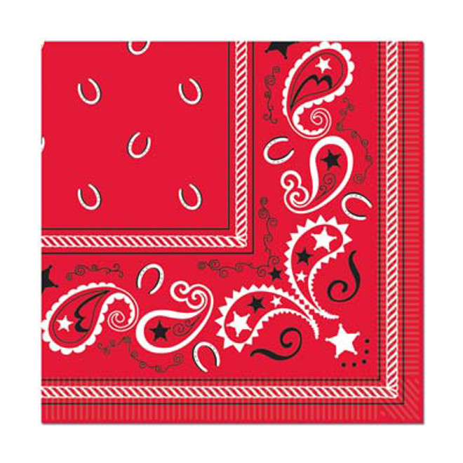 Red Bandana  Luncheon Napkins 16 Count