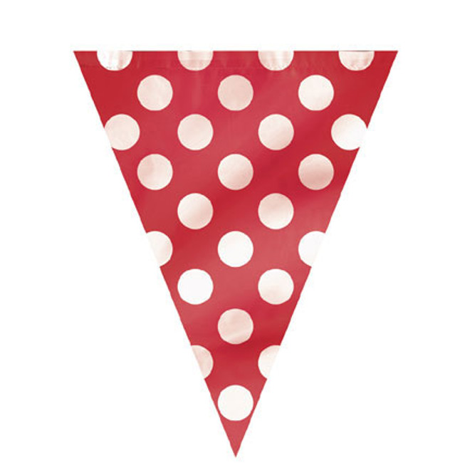 Ruby Red Polka Dots Flag Banner 12'