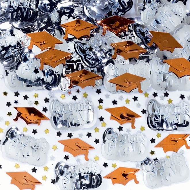 Congrats Grad Orange Graduation Confetti