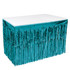 1-Ply Metallic Plastic Fringe Skirt for Rectangle Tables, 30" x 14', Turquoise