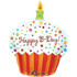 Happy Birthday Cupcake Super Shape Foil Balloon